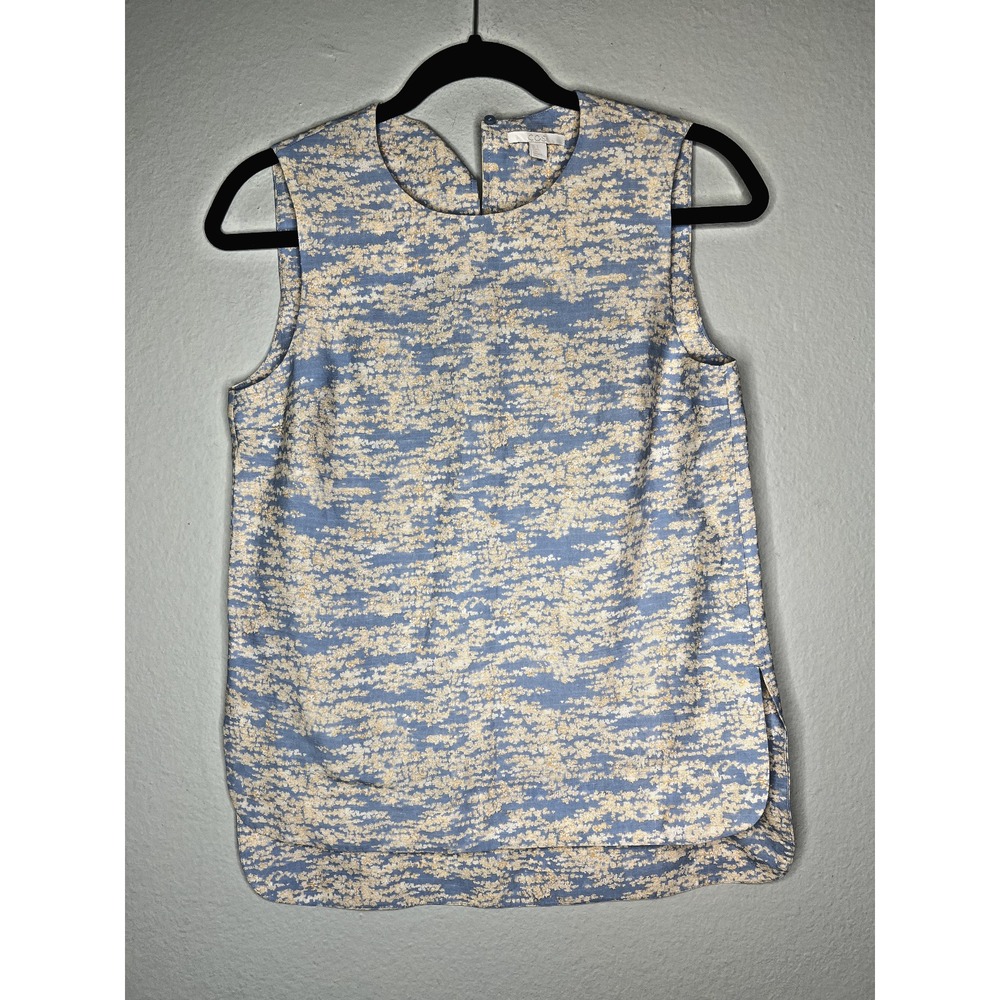 COS Light Yellow & Blue Sleeveless Top Linen Blend Size 4‎
